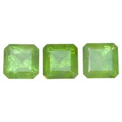 Yellowish Green Natural Peridot 12.21 Carat Emerald Cut Loose Gemstones Parcel
