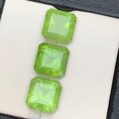 Yellowish Green Natural Peridot 12.21 Carat Emerald Cut Loose Gemstones Parcel
