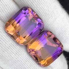 75.50 Ct Orange-Purple Bicolor Natural Ametrine Cushion Cut Loose Gemstones