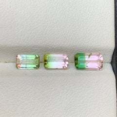 Watermelon Bicolor Natural Tourmaline 2.06 Ct Emerald Cut Loose Gemstones Parcel