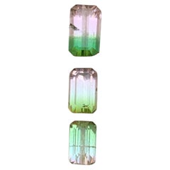 Watermelon Bicolor Natural Tourmaline 2.06 Ct Emerald Cut Loose Gemstones Parcel