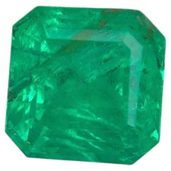 Rich Bluish Green Natural Emerald 1.59 Ct Emerald Cut Loose Gemstone — Colombia