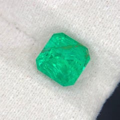 Rich Bluish Green Natural Emerald 1.59 Ct Emerald Cut Loose Gemstone — Colombia