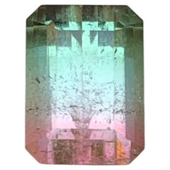 Bicolor Natural Tourmaline 4.05 Carat Emerald Cut Loose Gemstone for Ring