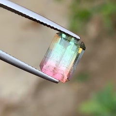 Bicolor Natural Tourmaline 4.05 Carat Emerald Cut Loose Gemstone for Ring