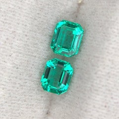 Vivid Bluish Green Natural Colombian Emerald 0.48 Ct Octagon Cut Loose Gemstones