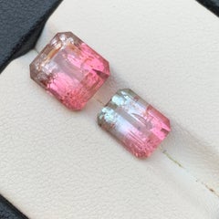 Pink Bicolor Natural Tourmaline 6.25 Ct Emerald Cut Loose Gemstones for Jewelry