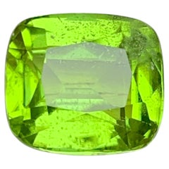 Vivid Green Natural Peridot 7.18 Carat Cushion Cut Loose Gemstone for Ring
