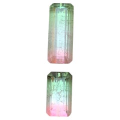 Bicolor Natural Tourmaline 6.22 Carat Emerald Cut Loose Gemstones for Jewelry