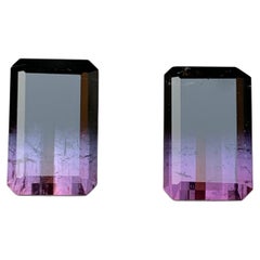 Purple-Black Bicolor Natural Tourmaline Pair 8.76 Ct Emerald Cut Loose Gemstones