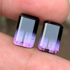 Purple-Black Bicolor Natural Tourmaline Pair 8.76 Ct Emerald Cut Loose Gemstones