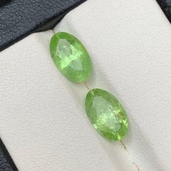 Light Green Natural Peridot 3.59 Carat Oval Cut Loose Gemstones Pair