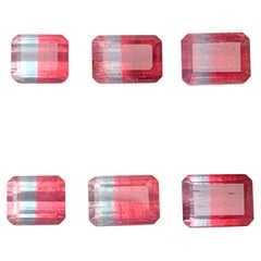 Natural Pink Bicolor Tourmaline Pairs 6.25 Carat Emerald Cut Loose Gemstones Lot