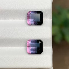 Bicolor Natural Tourmaline Pair 5.04 Ct Emerald Cut Gemstones for Stud Earrings