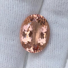 Natural Peach Morganite 17.75 Carat Oval Cut Loose Gemstone for Ring or Jewelry