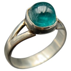 Natural Blue Tourmaline Gemstone Handmade 925 Sterling Silver Ring — Size 9 US