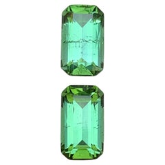 Green Natural Tourmaline Pair 3.33 Ct Emerald Cut Loose Gemstone for Earrings