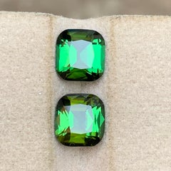 Green Natural Tourmaline Pair 4.03 Carat Cushion Cut Loose Gemstone for Earrings