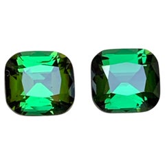 Green Natural Tourmaline Pair 4.03 Carat Cushion Cut Loose Gemstone for Earrings