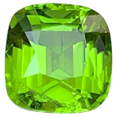 Vivid Green Natural Peridot 5.60 Carat Cushion Cut Loose Gemstone for Ring