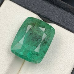 Pierre précieuse naturelle de 12,66 carats, émeraude verte, taille « coussin », à monter en bague ou en pendentif