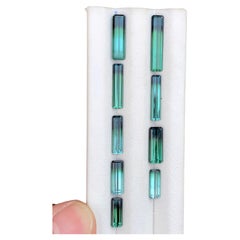 Bluish Green Bicolor Natural Tourmaline 13.8Ct Emerald Cut Loose Gemstone Parcel