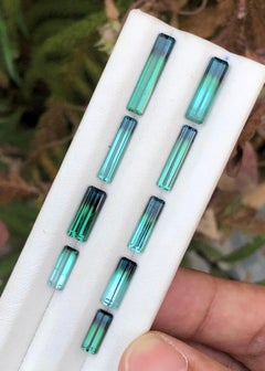 Bluish Green Bicolor Natural Tourmaline 13.8Ct Emerald Cut Loose Gemstone Parcel