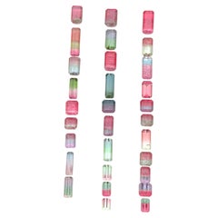 34.85 Carat Mixed Bicolor Natural Tourmaline Emerald Cut Loose Gemstones Parcel
