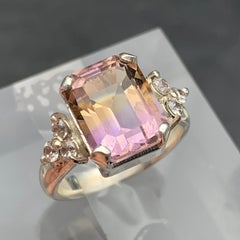 Natural Bicolor Ametrine Ring in Handmade 925 Sterling Silver, Size 7.5 US