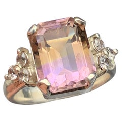 Natural Bicolor Ametrine Ring in Handmade 925 Sterling Silver, Size 7.5 US