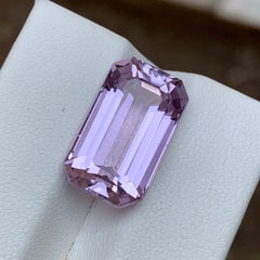 Pietra preziosa sfusa da 12,34 carati, kunzite naturale rosa lilla, taglio smeraldo, per anello
