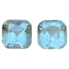 Light Blue Natural Aquamarine Pair 15.84 Carat Cushion Cut Loose Gemstones Set