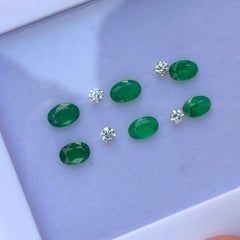 2.10 Ct Deep Green Natural Emerald with 0.25Ct Diamond Accent Loose Gemstone Set