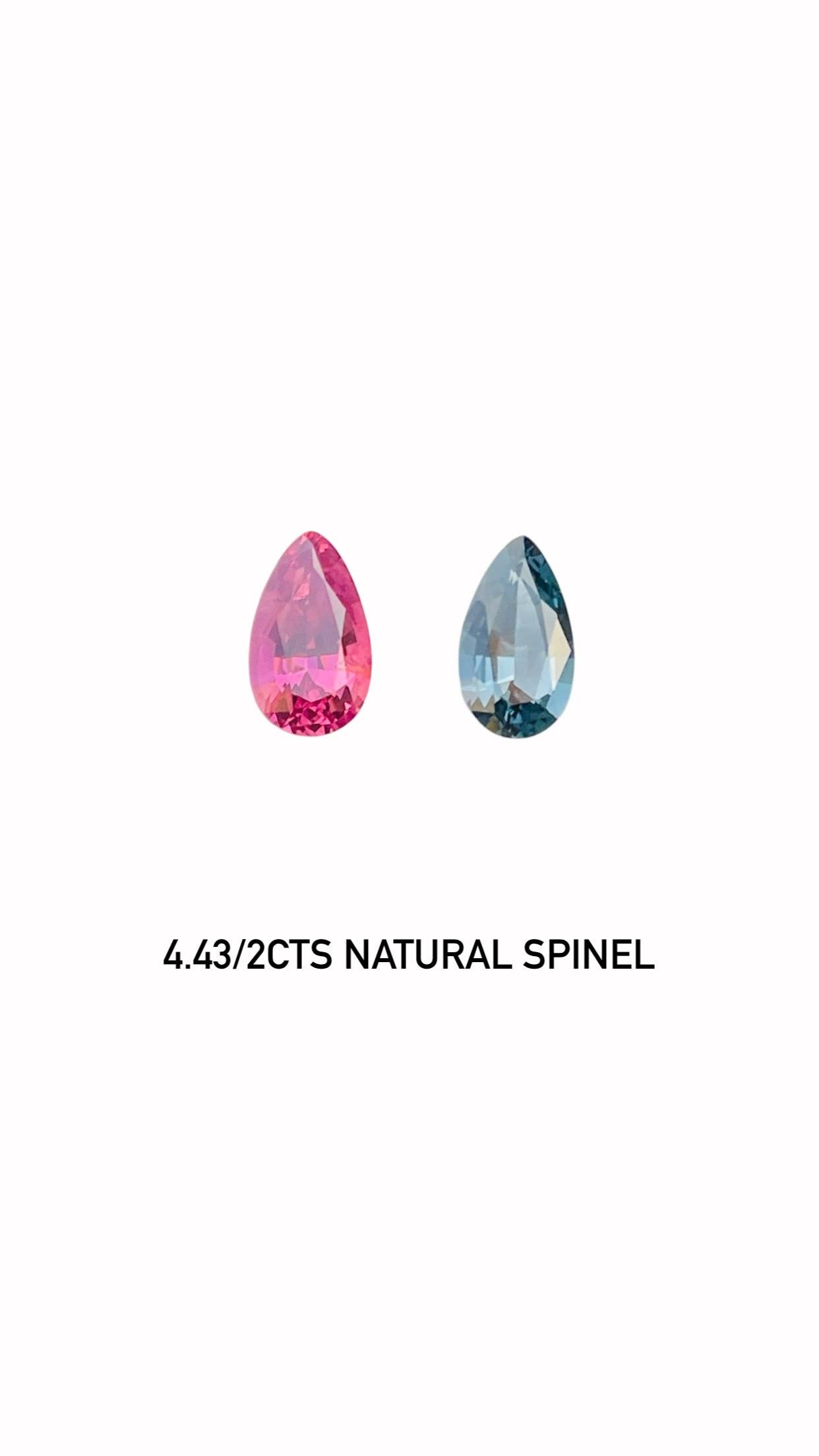 Paar 4.43Ct natürliche Spinell rosa und grau Farbe Birne Form Sri Lanka Edelstein (Tropfenschliff) im Angebot