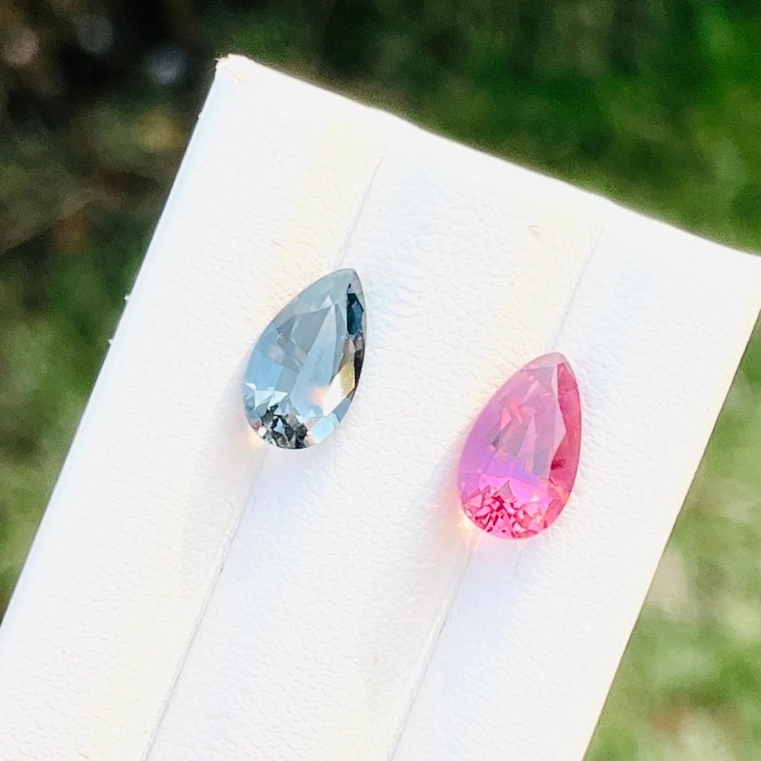 Paar 4.43Ct natürliche Spinell rosa und grau Farbe Birne Form Sri Lanka Edelstein im Zustand „Neu“ im Angebot in bangkok, TH