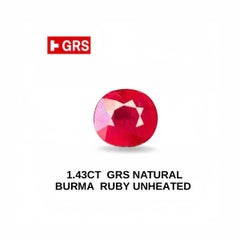 1.43 Ct GRS Certificate Natural Burma Ruby No heat Red Color Oval Shape Unheat