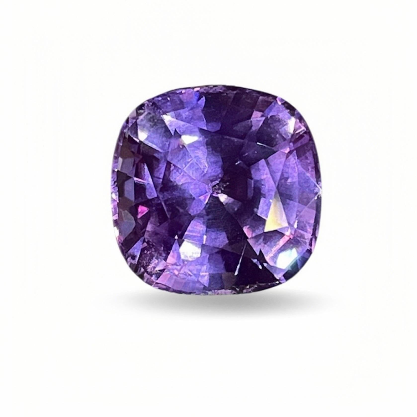 Saphir violet de 10 Ct, non traité thermiquement, taille « coussin », originaire du Myanmar
