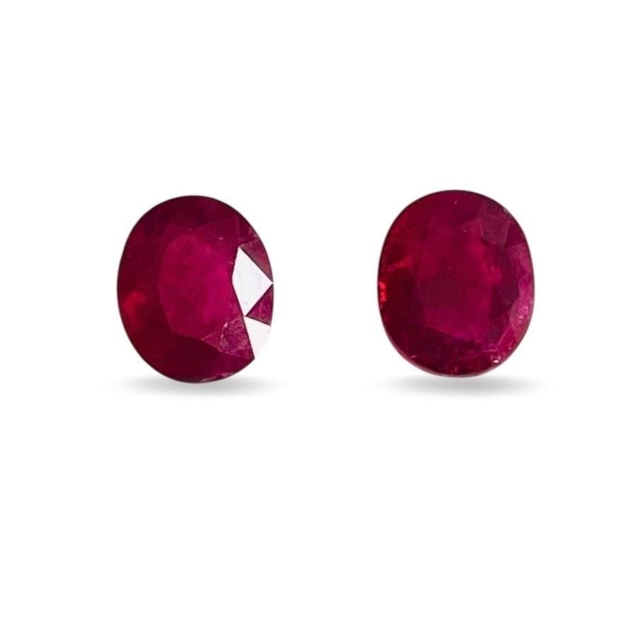 2.35 Ct Pair Natural Burma Ruby No heat Red Color Eye Clean Gemstone