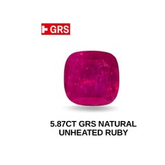 5.87 Ct GRS Certificate Natural Afghanistan No heat Red Color Eye clean