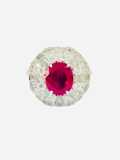 4.19 Ct GRS Certificate Natural Burma Ruby No Heat Vivid Pigeon blood color