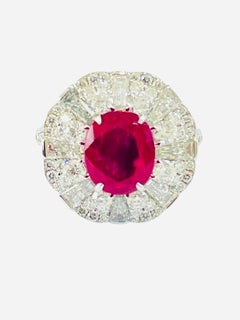 GIA 23,84ct Natürlicher Burma Star Rubin Unerhitzter PT Gold Ring natürlicher Diamant