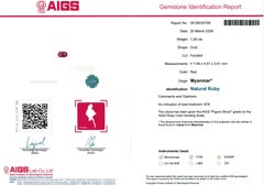 Pair 2:35 Ct AIGS Certificate No heat Natural Burma Ruby Unheated Pigeon blood