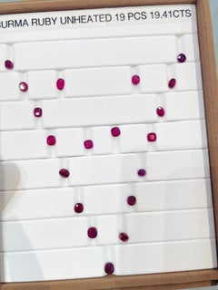 19.41Ct 19 pcs Layout No heat Burma Unheated Red to Pigeon blood color