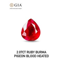 2.08Ct GIA Certificate Natural Ruby Burma pigeon blood color heated Gemstone