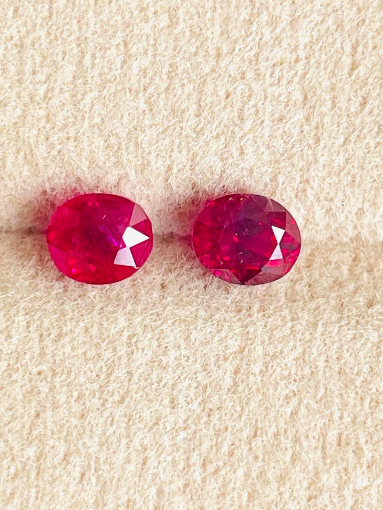 Rubis de Birmanie rouge sang de pigeon non chauffé double paire certifié AIGS de 1,77 carat en vente 5