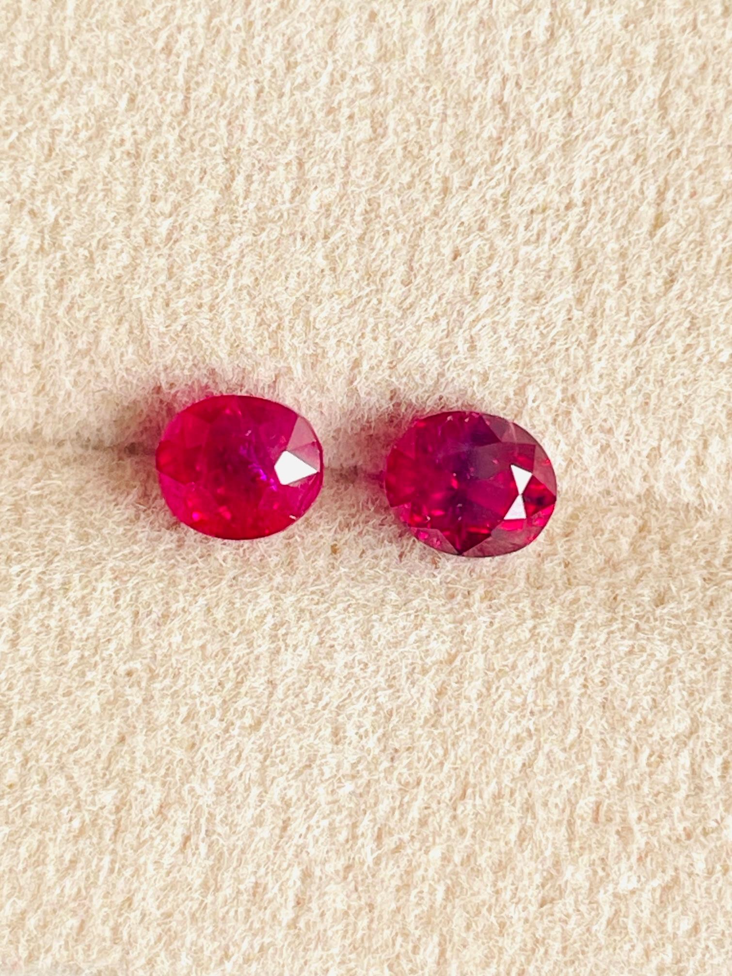 Rubis de Birmanie rouge sang de pigeon non chauffé double paire certifié AIGS de 1,77 carat en vente 7