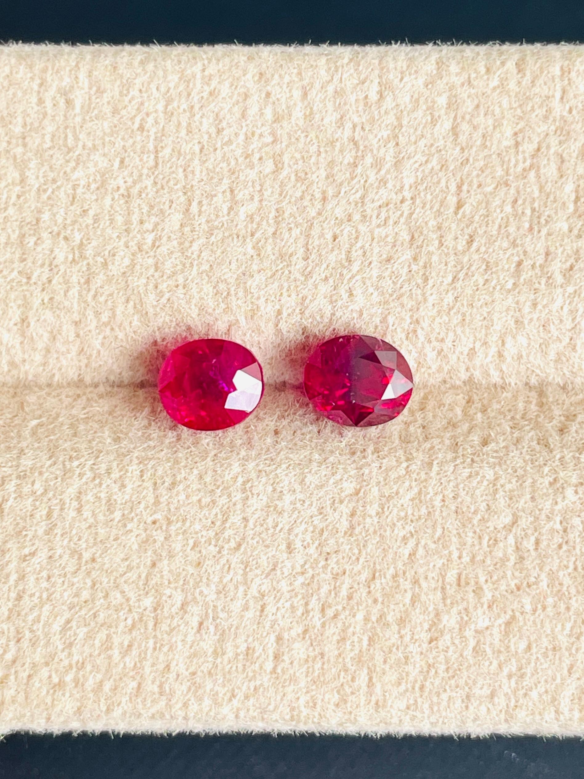 Rubis de Birmanie rouge sang de pigeon non chauffé double paire certifié AIGS de 1,77 carat en vente 8
