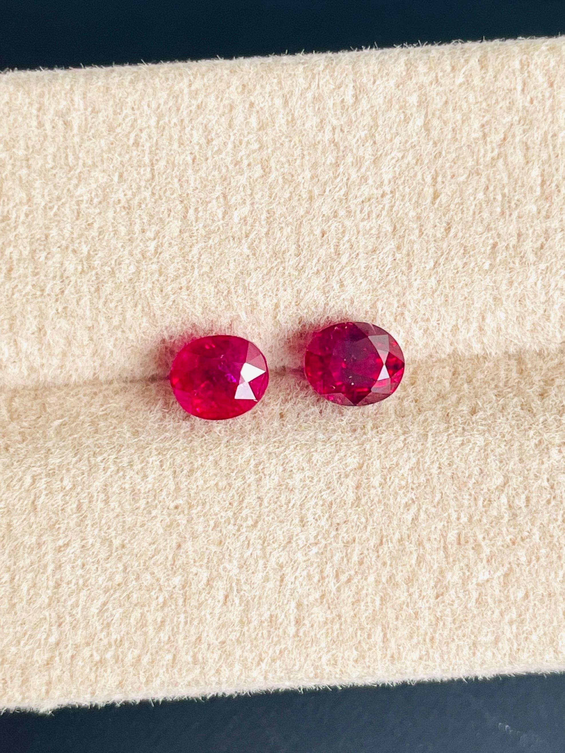 Rubis de Birmanie rouge sang de pigeon non chauffé double paire certifié AIGS de 1,77 carat en vente 9