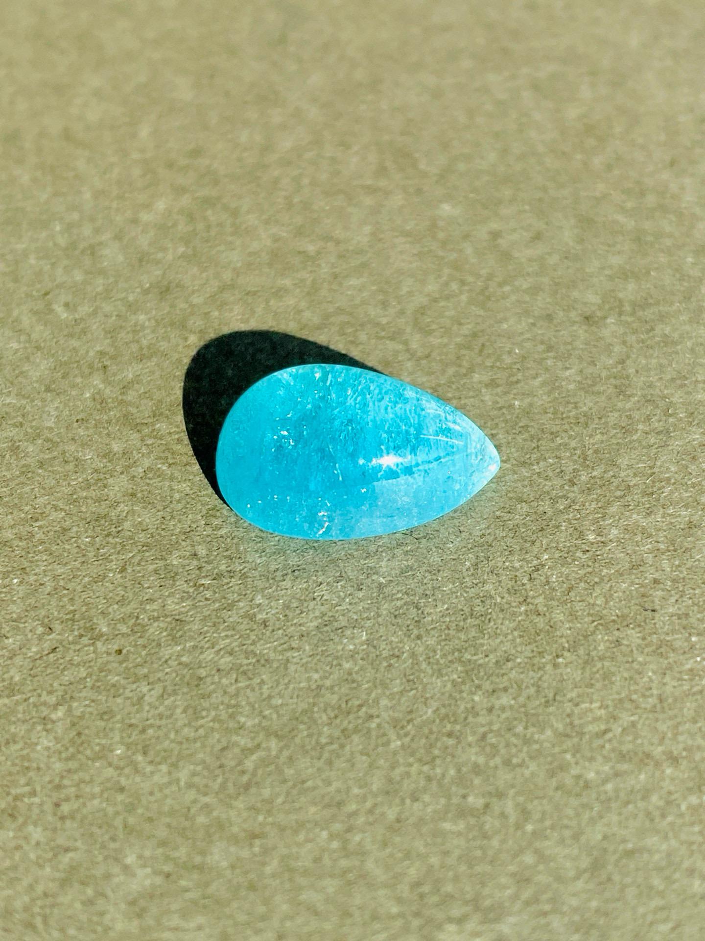 Cabochon AIGS Certificate Natural Neon Blue Paraiba Tourmaline Mozambique 3.64 Ct