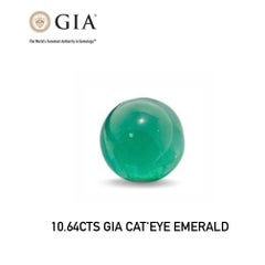 10.64 Ct GIA Certificate Natural Cat‘s eye Emerald green color eye clean quality